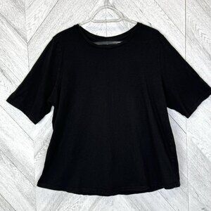 Eileen Fisher T-Shirt Womens Size XL Black 100% Organic Cotton Short Sleeve Top